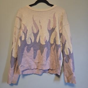 Simplee Apparel Lavender & Cream Flame-Pattern Crewneck Sweater